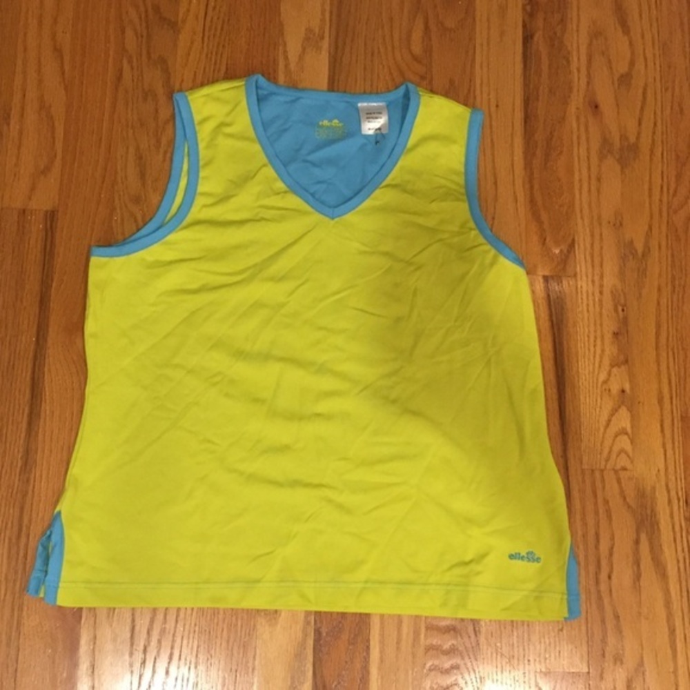 ELLESSE v-neck sleeveless active in green & blue - XL NWT
